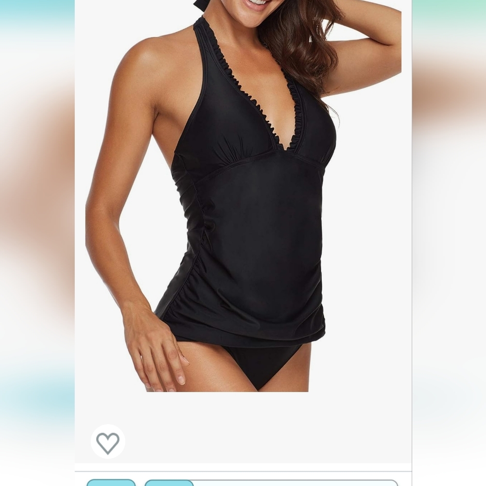 AnnJo Two Piece Swim Suit with Sexy V Neckline